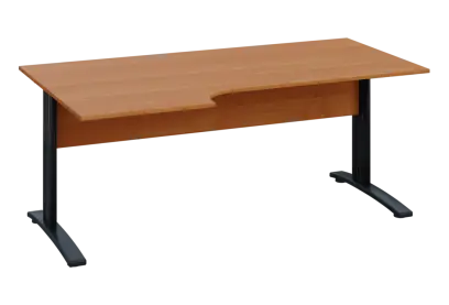 ERK 18 - 186 stůl kancelářský, rohový, levý, kovová podnož černá, deska 18 mm, široký 1800 mm, olše jantar